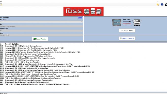 isuzu idss current software version