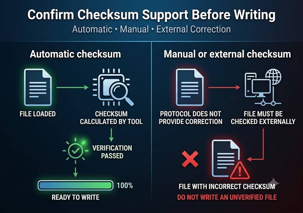 Checking whether FoxFlash provides automatic or external ECU checksum correction