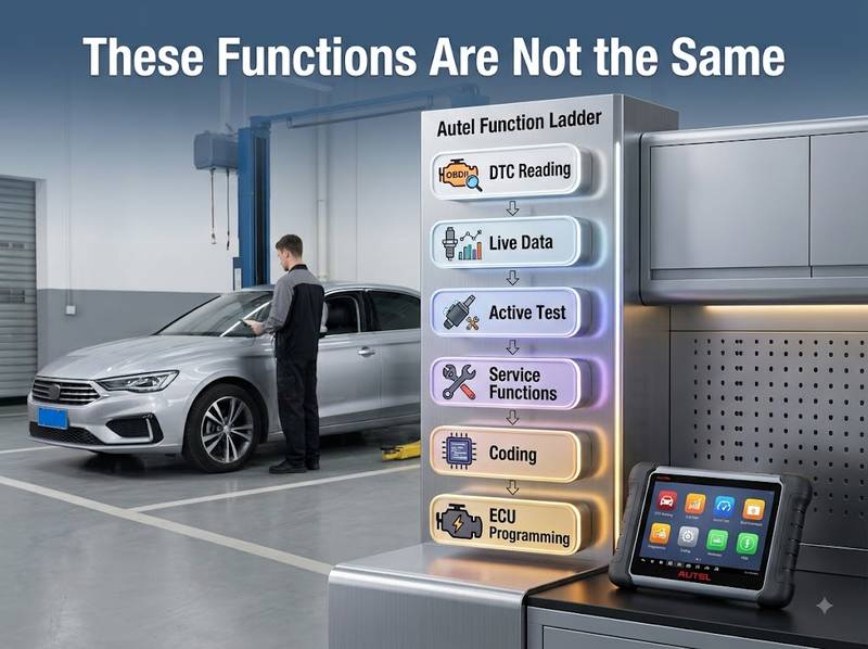 Difference between Autel DTC reading active tests coding and ECU programming