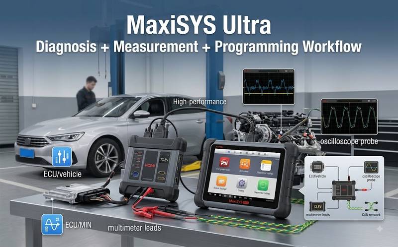 Autel MaxiSYS Ultra with VCMI oscilloscope multimeter CAN tester and diagnostics